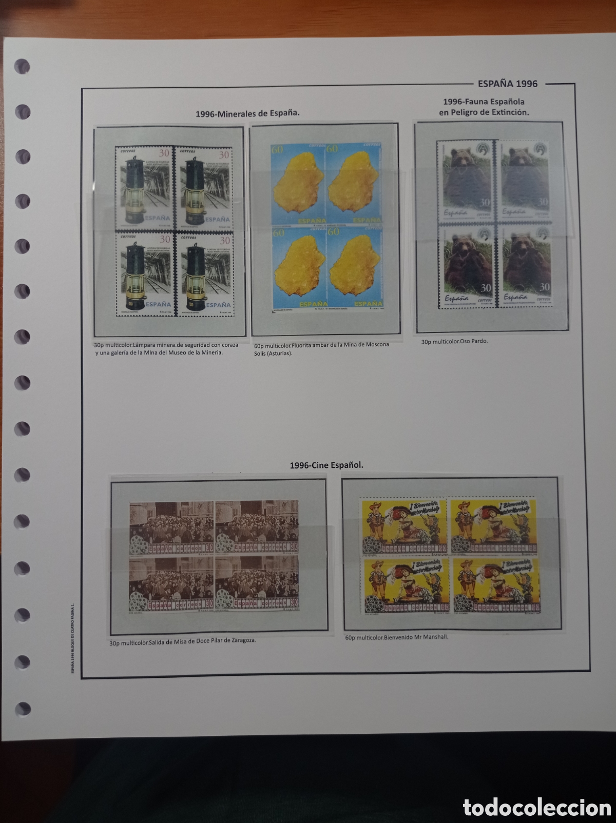 Stamps: Suplemento de Espa&ntilde;a 1996 bloque de cuatro montado en blanco nuevo a estenar