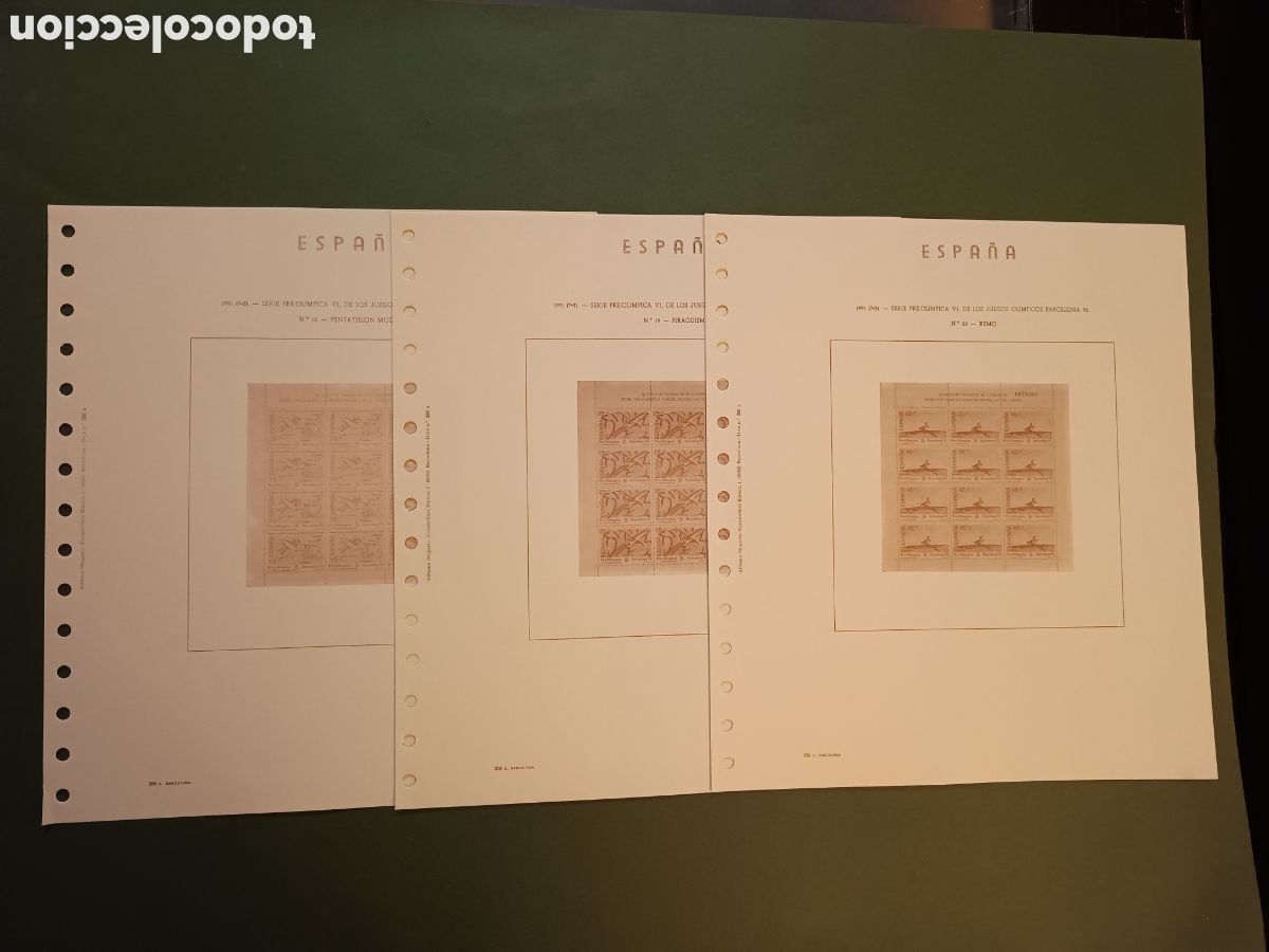 Sellos: 4 HOJAS OLEGARIO - N&deg;18, 19 Y 20 - 1991 SERIE PREOL&Iacute;MPICA VI JJOO BARCELONA 92 OLEGARIO
