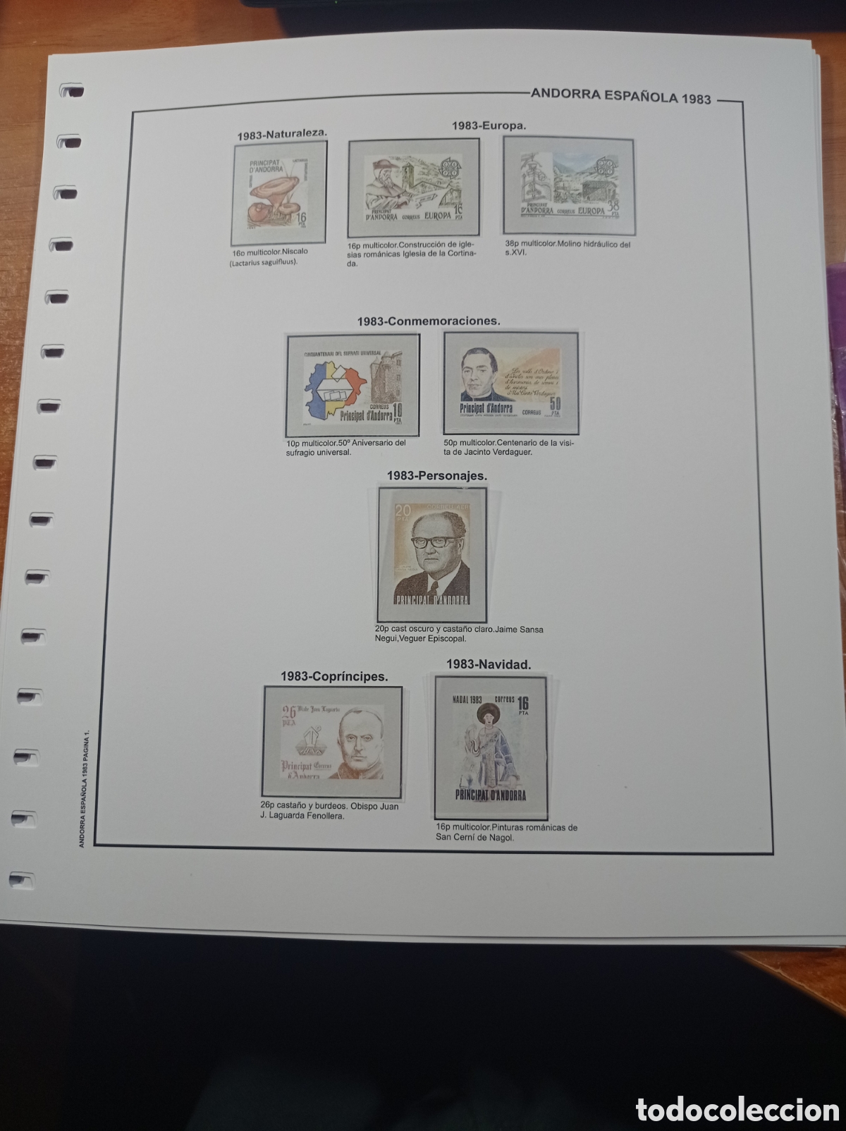 Sellos: Syplemento de Andorra 1983 anilla el&iacute;ptica montado blanco nuevo a estrenar