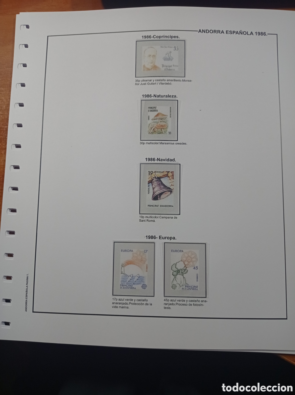Sellos: Syplemento de Andorra 1986 anilla el&iacute;ptica montado blanco segunda mano