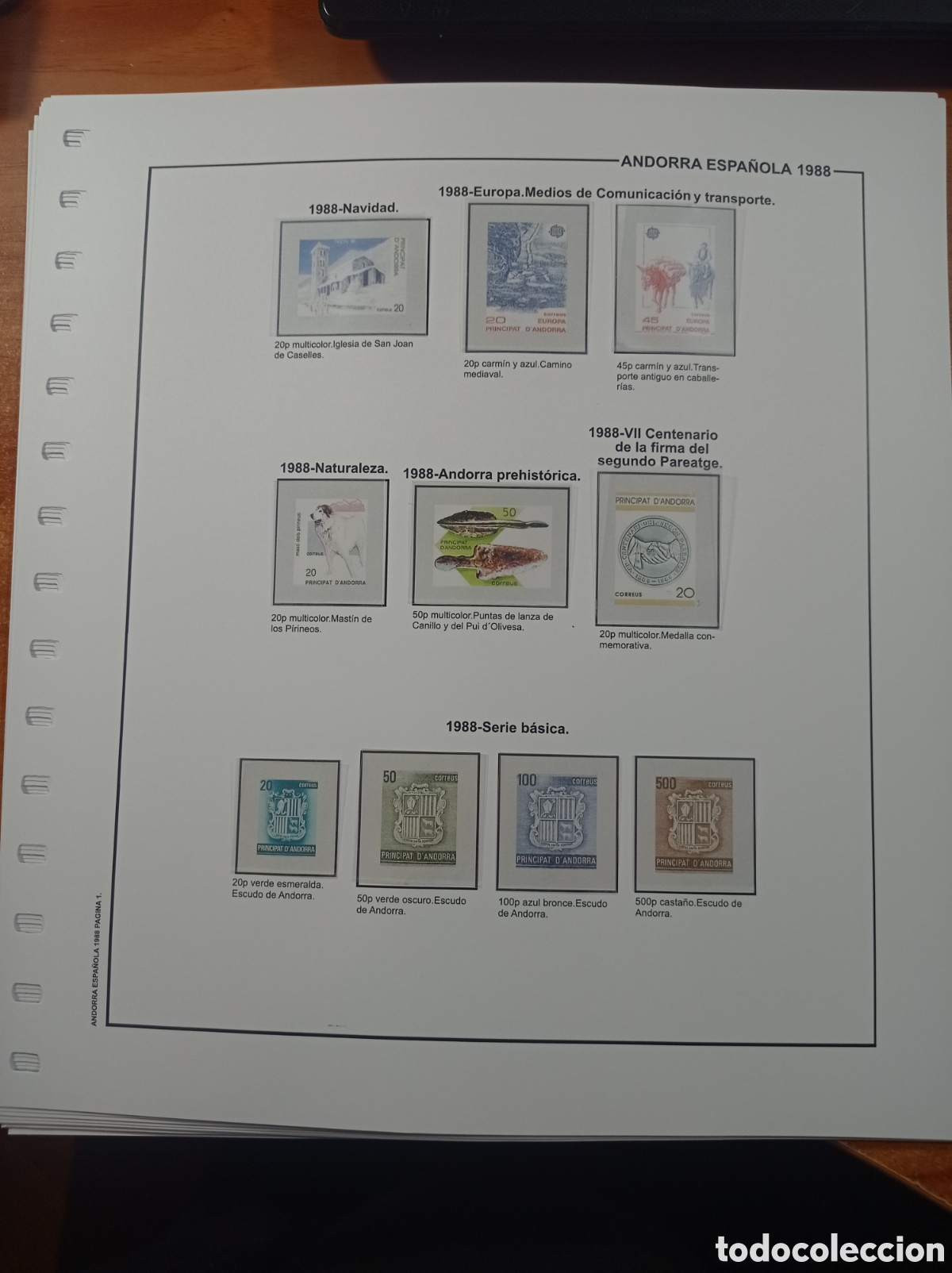 Sellos: Suplemento de Andorra espa&ntilde;ola 1988 anilla el&iacute;ptica montado blanco nuevo a estrenar