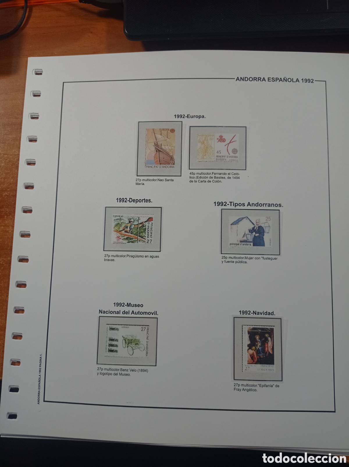 Sellos: Suplemento de Espa&ntilde;a 1992 anilla el&iacute;ptica montado blanco nuevo a estrenar