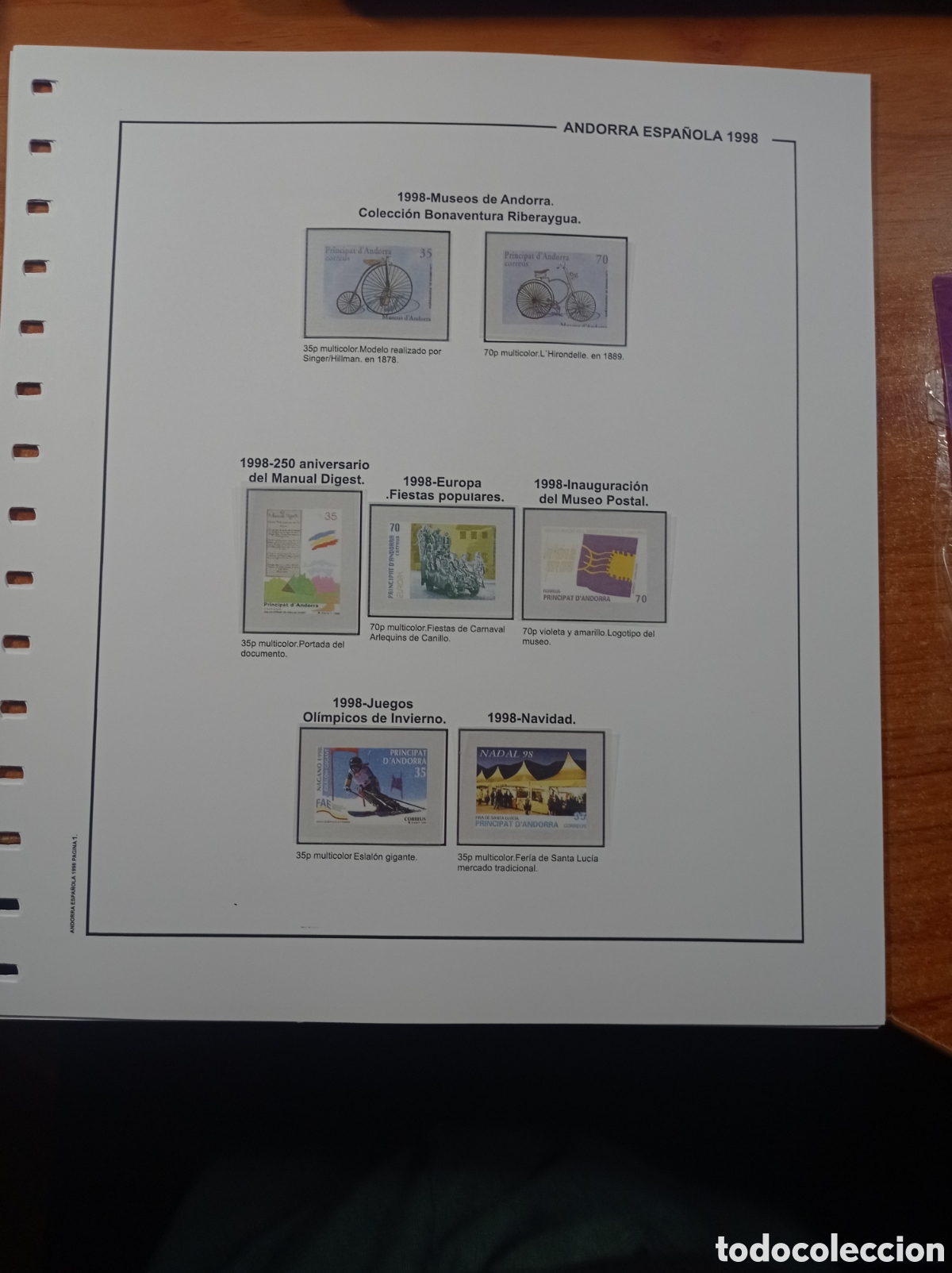 Sellos: Suplemento de Andorra 1998 anilla el&iacute;ptica montado blanco nuevo a estrenar