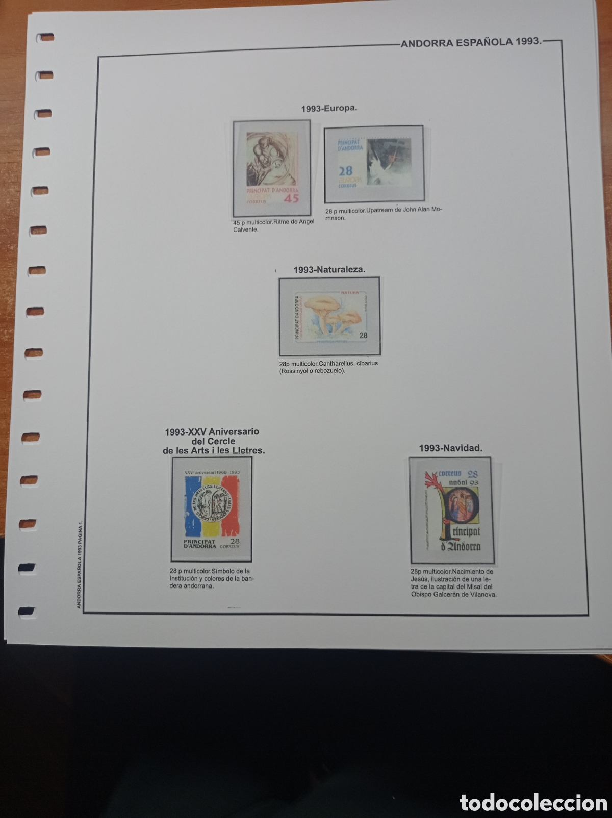 Sellos: Suplemento de Andorra 1993 anilla el&iacute;ptica montado blanco nuevo a estrenar