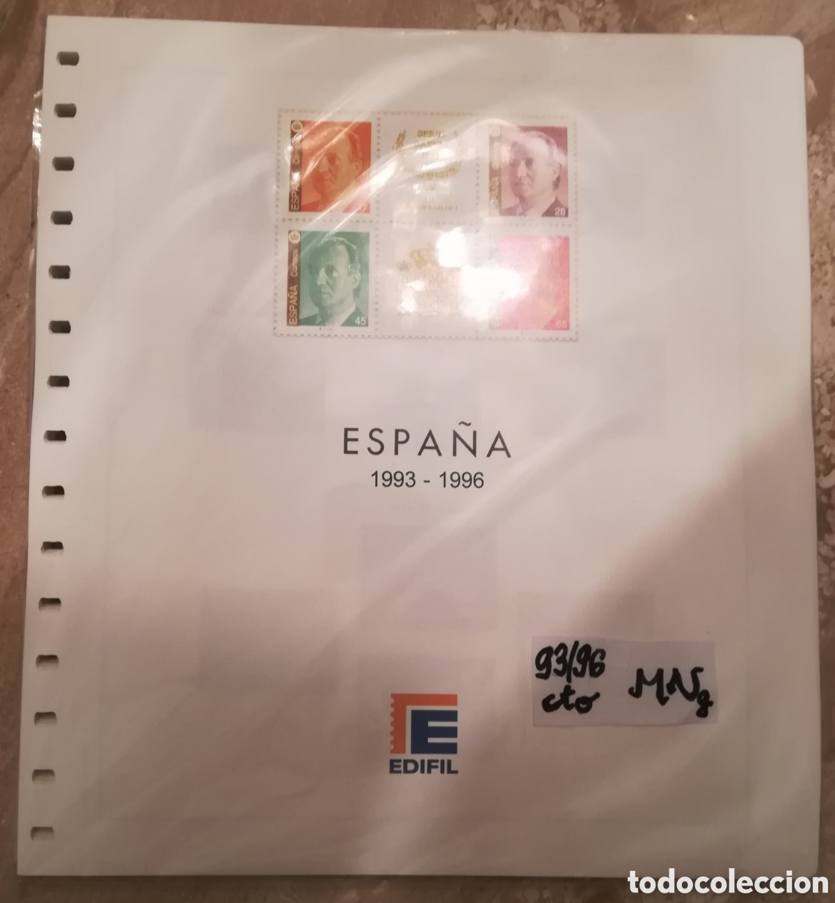 Sellos: Conjunto de hojas estuchadas en negro de los a&ntilde;os 1993 a 1996