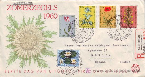 Sellos: SOBRE HOLANDA TEMA FLORES 1960 - Foto 1