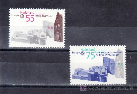 Sellos: holanda 1355/6 sin charnela, tema europa, edificios de correos - Foto 1