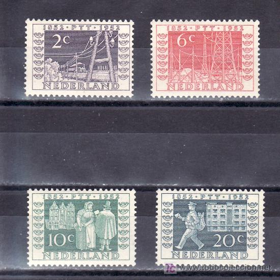 Sellos: holanda  574/7 con charnela, centenario del p.t.t., - Foto 1