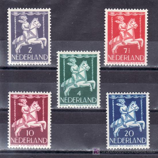 Sellos: holanda  461/5 con charnela, infancia, - Foto 1