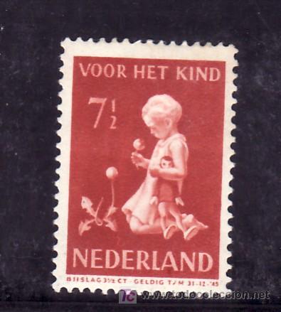 Sellos: holanda  369 con charnela, infancia - Foto 1