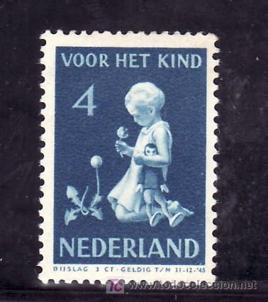 Sellos: holanda  367 con charnela, infancia - Foto 1