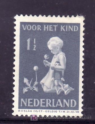 Sellos: holanda  366 con charnela, infancia - Foto 1