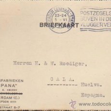 Sellos: TARJETA COMERCIAL DE AMSTERDAM CENTRAAL A CALA. DEL 5 JUNIO 1930.. Lote 35404274