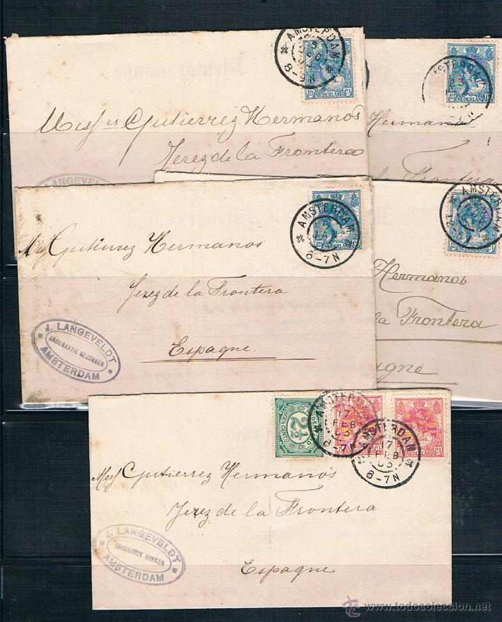 Sellos: Holanda. Conjunto de 5 cartas dirigidas a Espa&ntilde;a - Foto 1