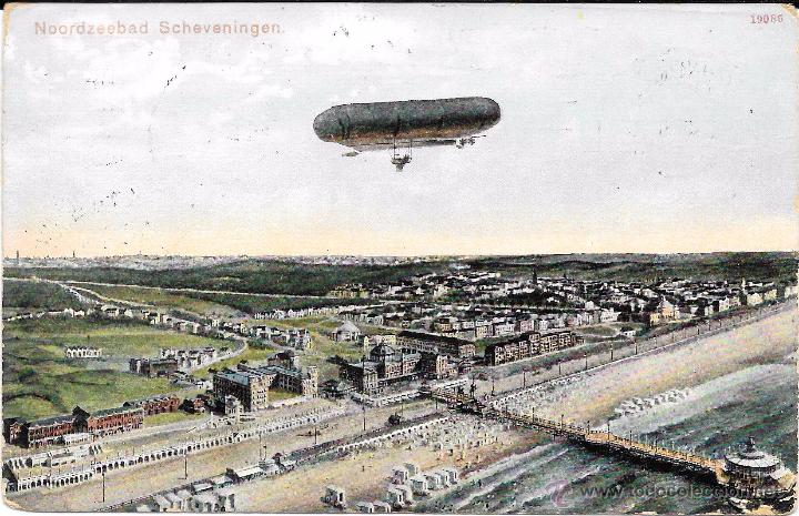 Sellos: Holanda. Postal circulada con vista de Zeppelin - Foto 1