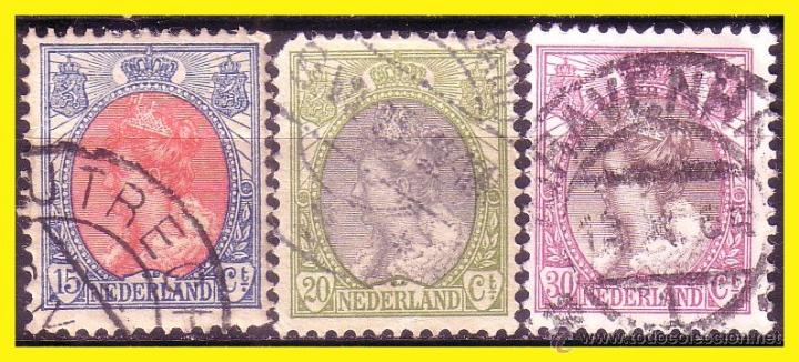 Sellos: HOLANDA  1908 IVERT n&ordm; 76A, 78 y 79 (o) - Foto 1