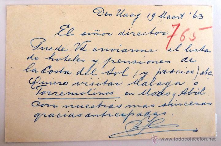 Sellos: ENTERO POSTAL HOLANDA 1963. CIRCULADA. - Foto 2