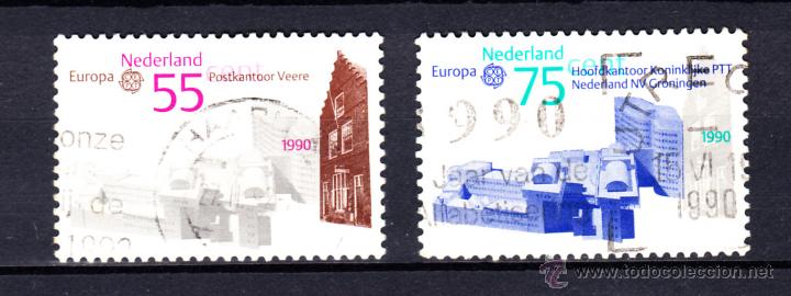 Sellos: HOLANDA 1355/56 - A&Ntilde;O 1990 - EUROPA - EDIFICIOS POSTALES - Foto 1