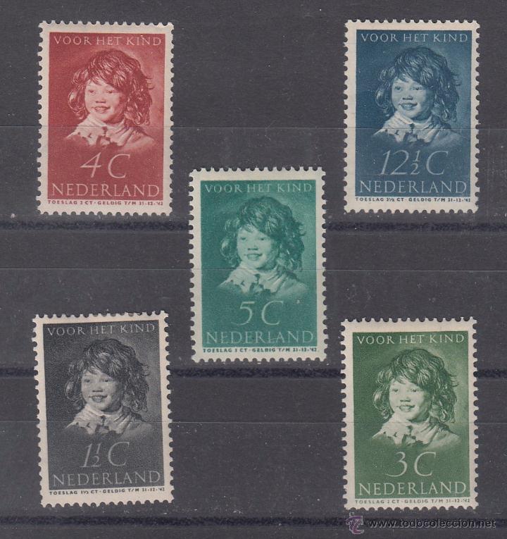 Sellos: holanda  299/303 con charnela, pro infancia, - Foto 1