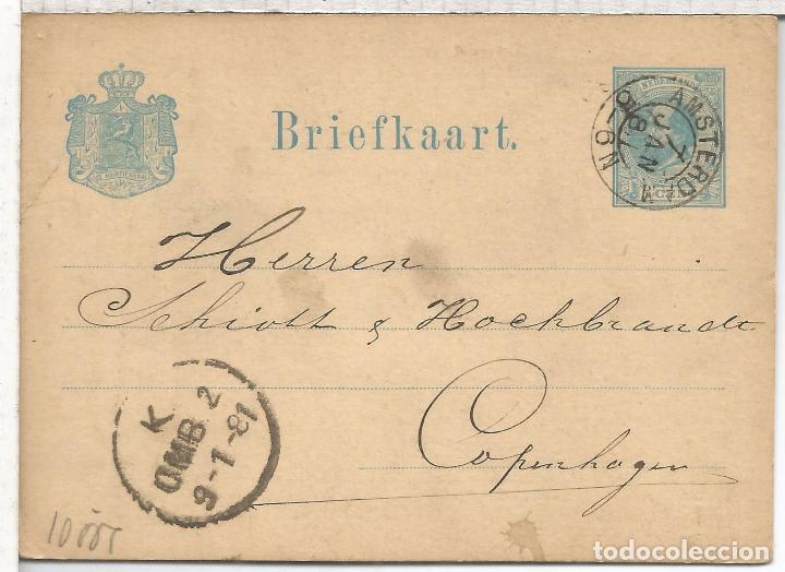 Sellos: HOLANDA ENTERO POSTAL AMSTERDAM 1881 A COPENAGE - Foto 1