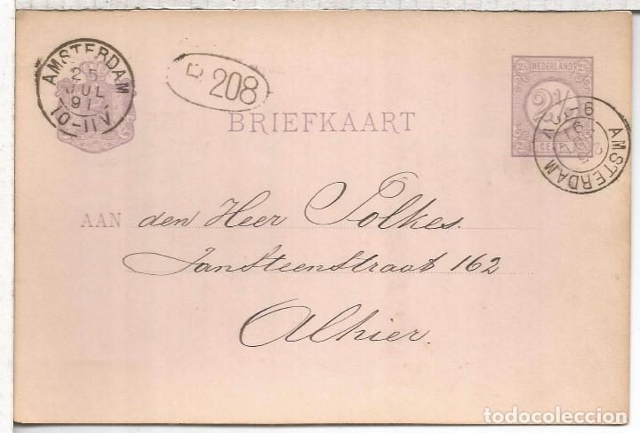 Sellos: HOLANDA ENTERO POSTAL AMSTERDAM 1891 - Foto 1