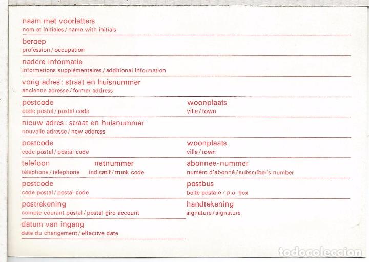 Sellos: HOLANDA ENTERO POSTAL CAMBIO DE DIRECCION 1978 - Foto 2