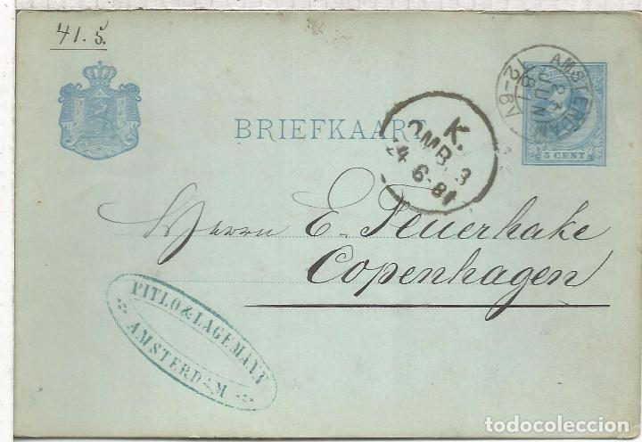Sellos: HOLANDA ENTERO POSTAL AMSTERDAM 1881 - Foto 1