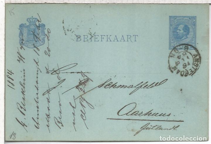 Sellos: HOLANDA ENTERO POSTAL AMSTERDAM 1884 - Foto 1