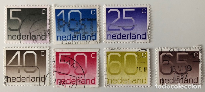 Sellos: Lote de 7 sellos de Holanda en usado- cifras - Foto 1