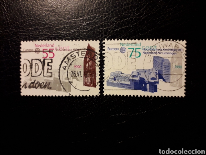 Sellos: HOLANDA. YVERT 1355/6 SERIE COMPLETA USADA. EUROPA CEPT. EDIFICIOS DE CORREOS - Foto 1