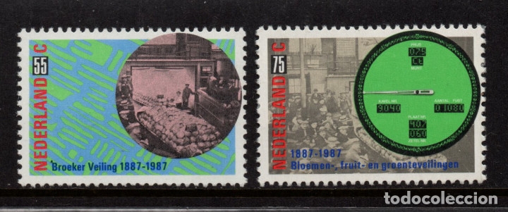 Sellos: HOLANDA 1290/91** - A&Ntilde;O 1987 - CENTENARIO DE LA VENTA EN SUBASTAS - Foto 1