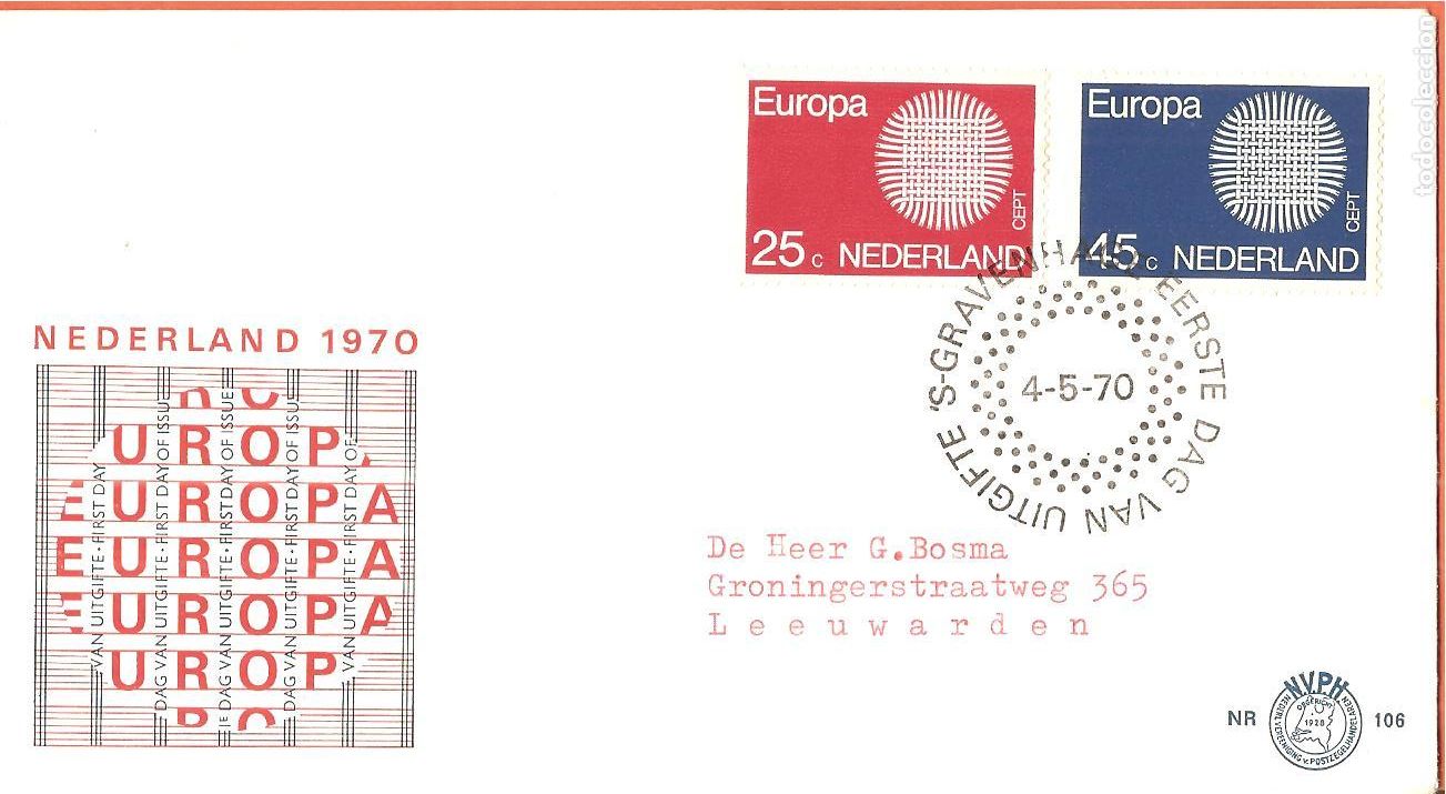 Sellos: SPD -FDC HOLANDA, TEMA EUROPA 1970 - Foto 1