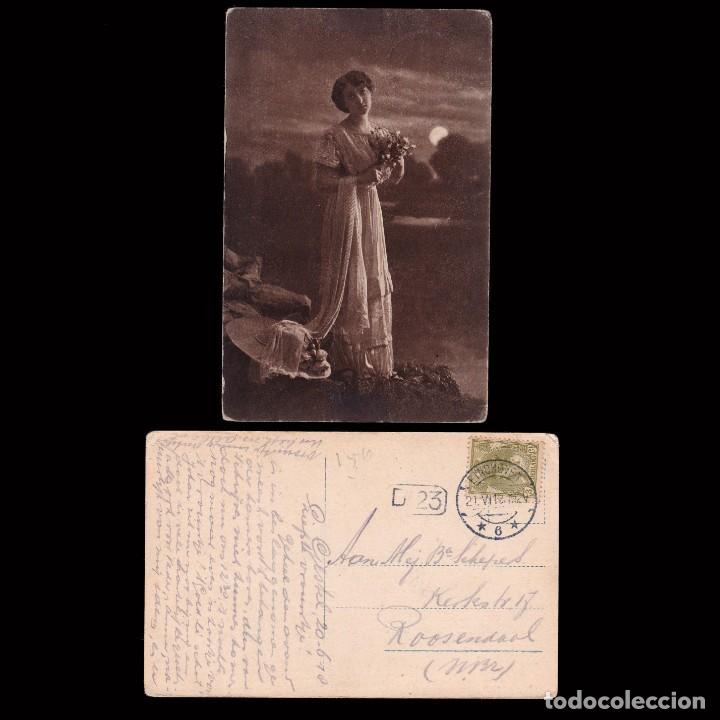 Sellos: Netherlands Postcard. 1918.EINDHOVER postmark.3c.Stamp - Foto 1