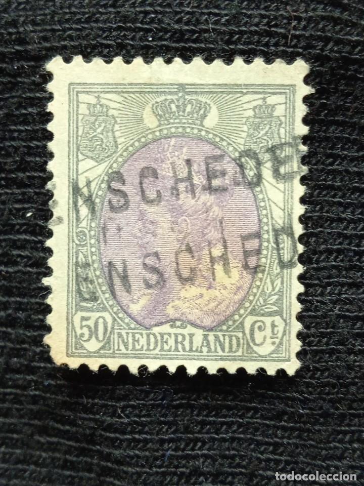 Sellos: HOLANDA 50 CENT REINA WILHELMINA A&Ntilde;O 1908. - Foto 1