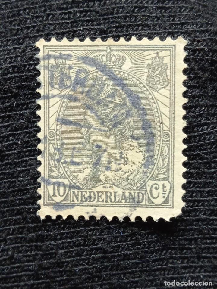 Sellos: HOLANDA 10 CENT REINA WILHELMINA A&Ntilde;O 1908. - Foto 1