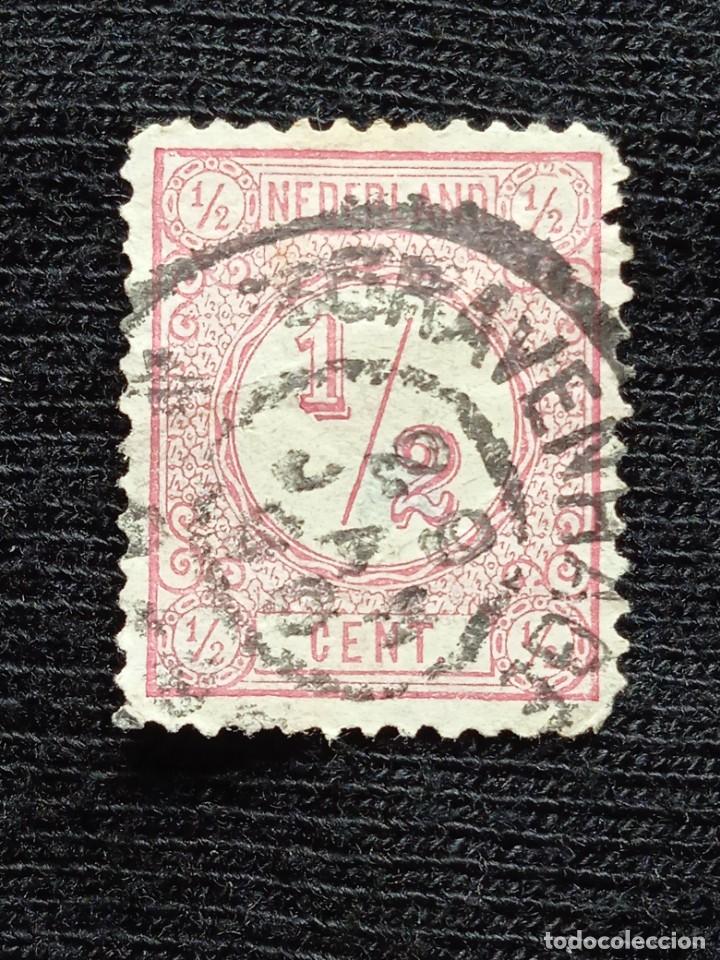 Sellos: HOLANDA 1/2 CENT CIFRAS A&Ntilde;O 1876. - Foto 1