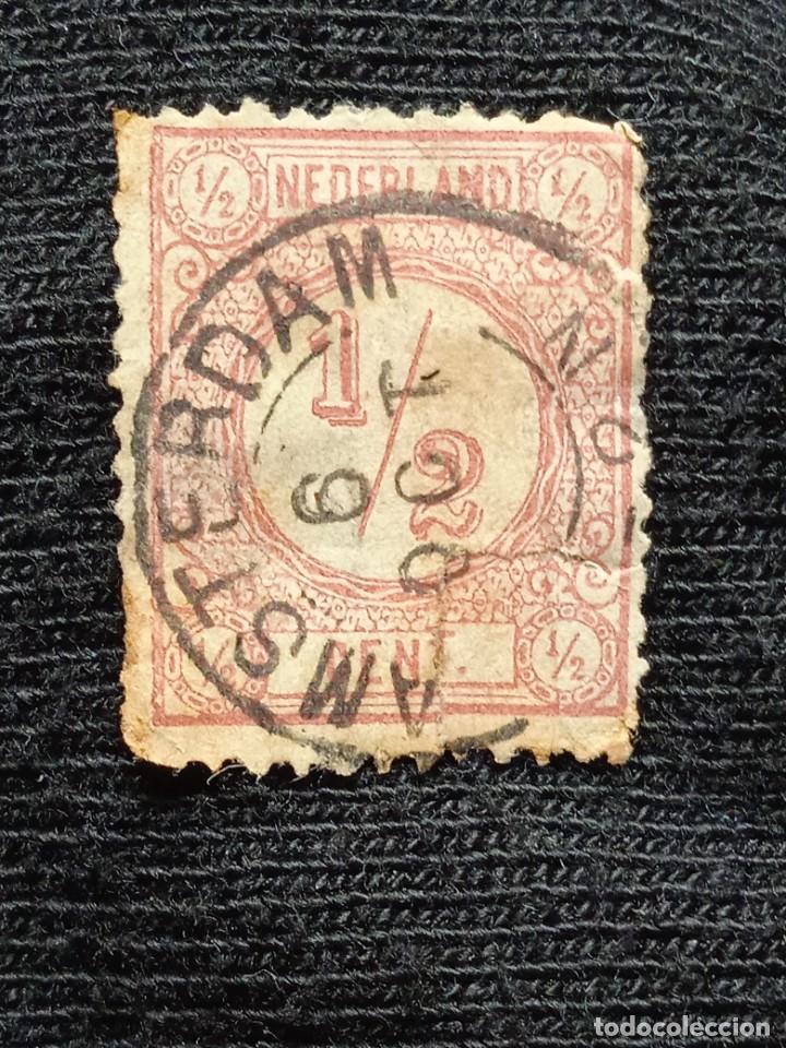 Sellos: HOLANDA 1/2 CENT CIFRAS A&Ntilde;O 1876. - Foto 1