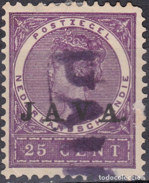 Sellos: 1908 - INDIA HOLANDESA - REINA GUILLERMINA - YVERT 74 - SOBRECARGA JAVA - Foto 1