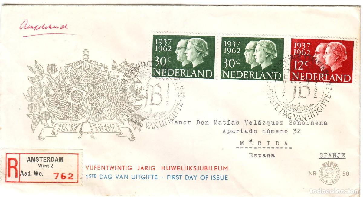 Sellos: SOBRE DE HOLANDA 1962 REYES - Foto 1