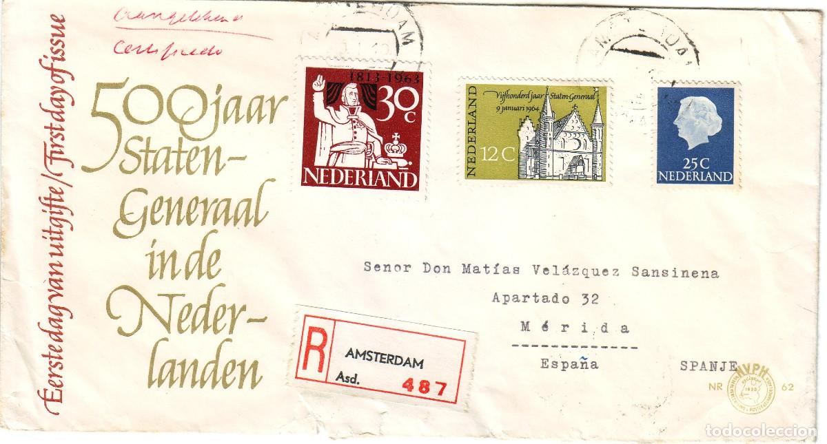 Sellos: SOBRE DE HOLANDA 500 A&Ntilde;OS ESTADO GENERAL - Foto 1
