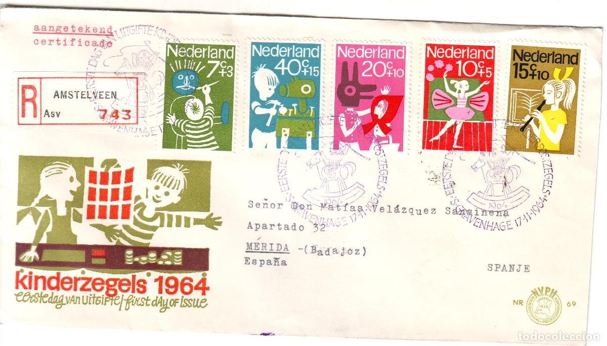 Sellos: SOBRE DE HOLANDA 1964 NI&Ntilde;OS - Foto 1