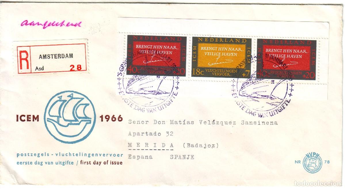 Sellos: SOBRE DE HOLANDA ICEM 1966 - Foto 1