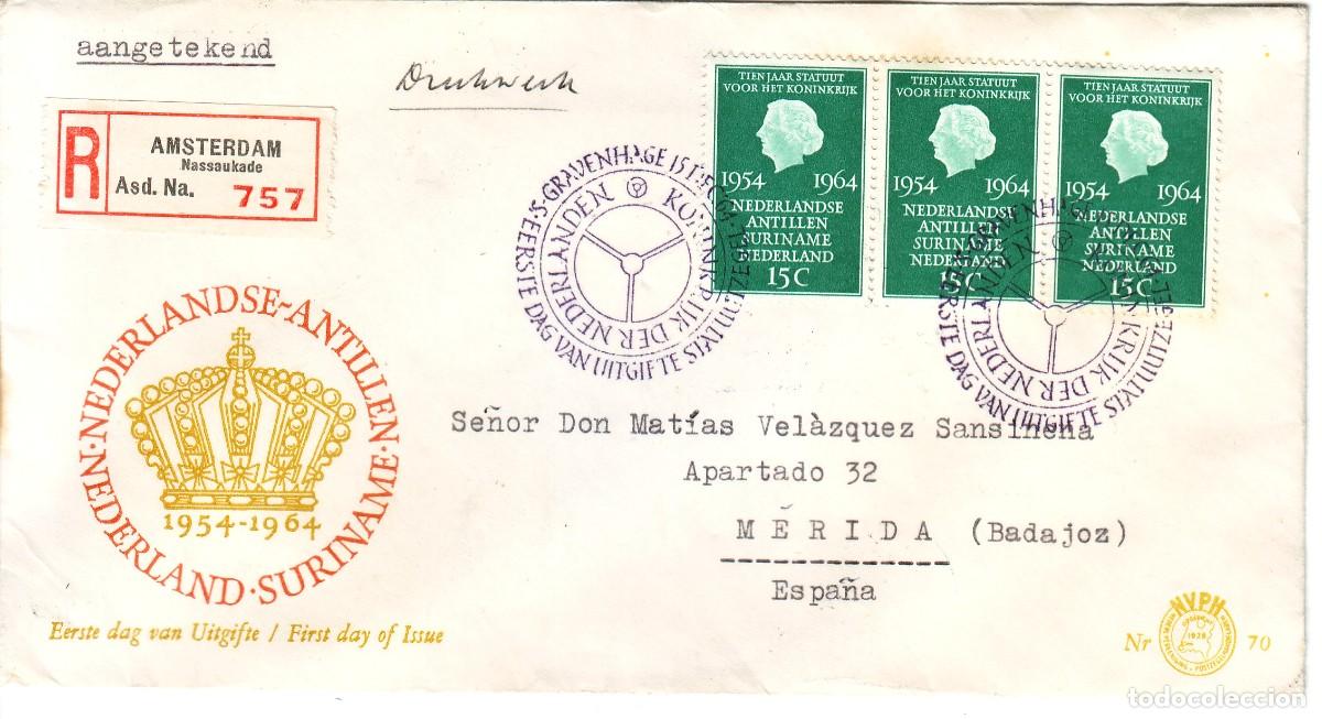 Sellos: SOBRE DE HOLANDA 1964 REINA - Foto 1