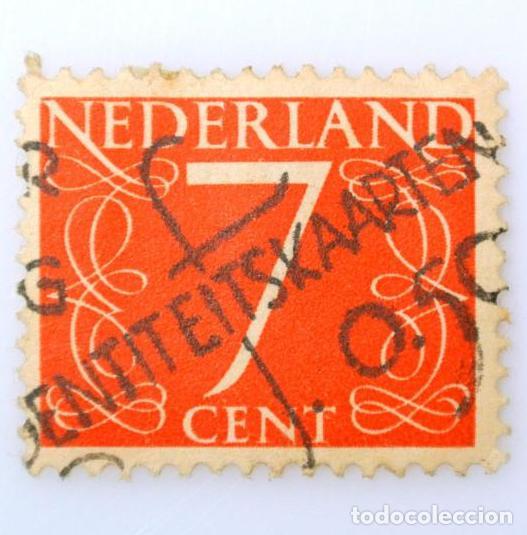 Sellos: Sello postal HOLANDA 1953 , 7 c&eacute;ntimos, Valor num&eacute;rico al centro - Foto 1