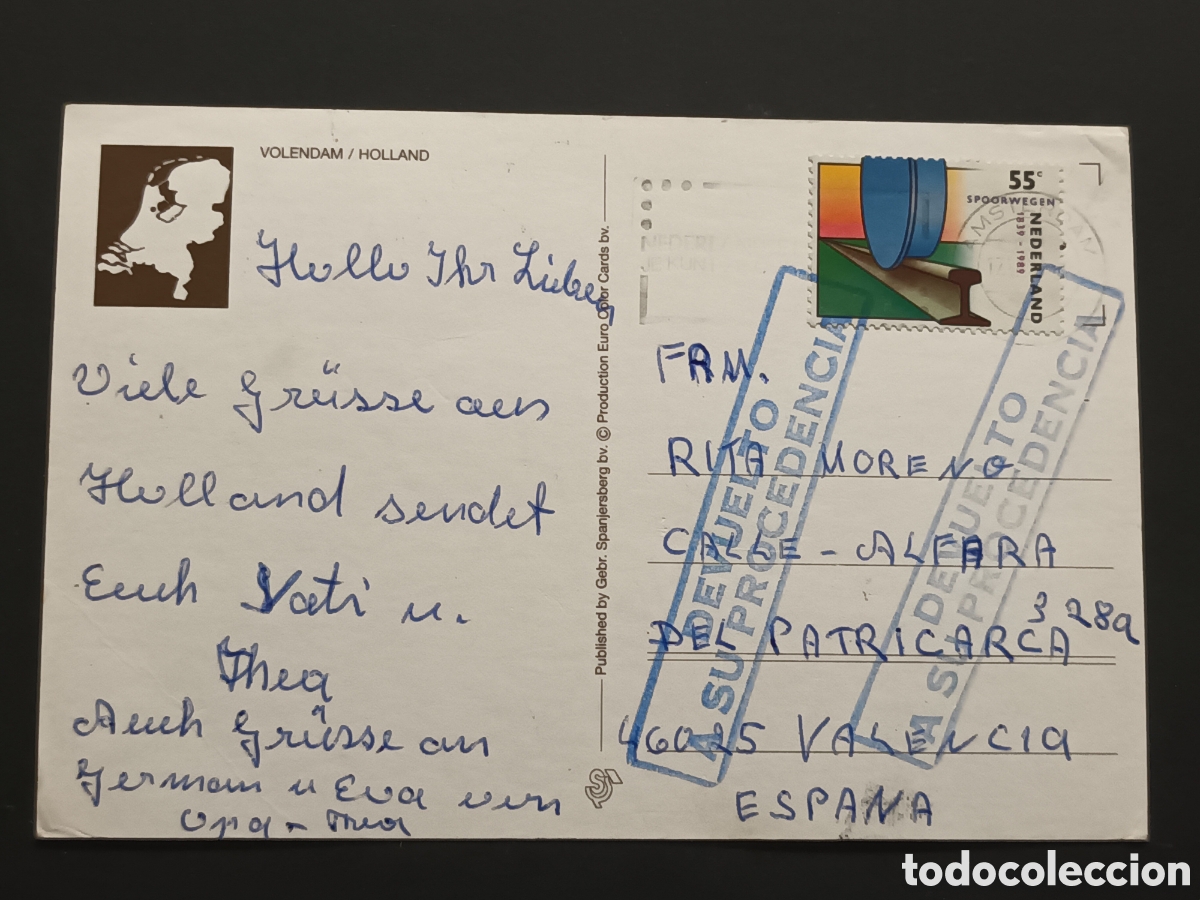 Sellos: HOLANDA. POSTAL FRANQUEADA Y DEVUELTA A SU PROCEDENCIA. - Foto 1