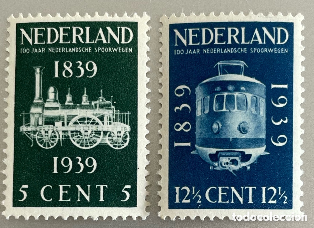 Sellos: Pa&iacute;ses Bajos. Ferrocarril. 1939 - Foto 1