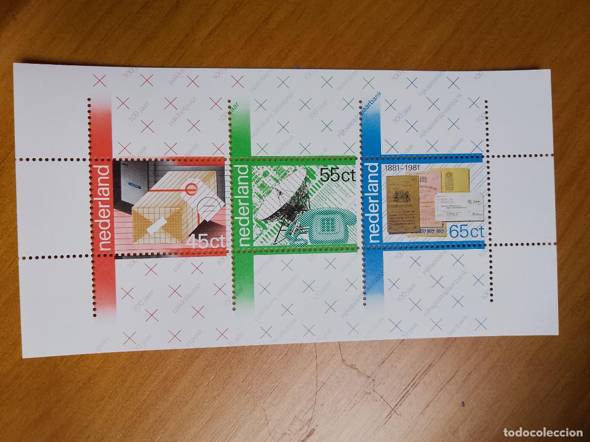 Sellos: HOLANDA - HOJA BLOQUE: CENTENARIO DE LAS COMUNICACIONES, 1891-1981 - Foto 1