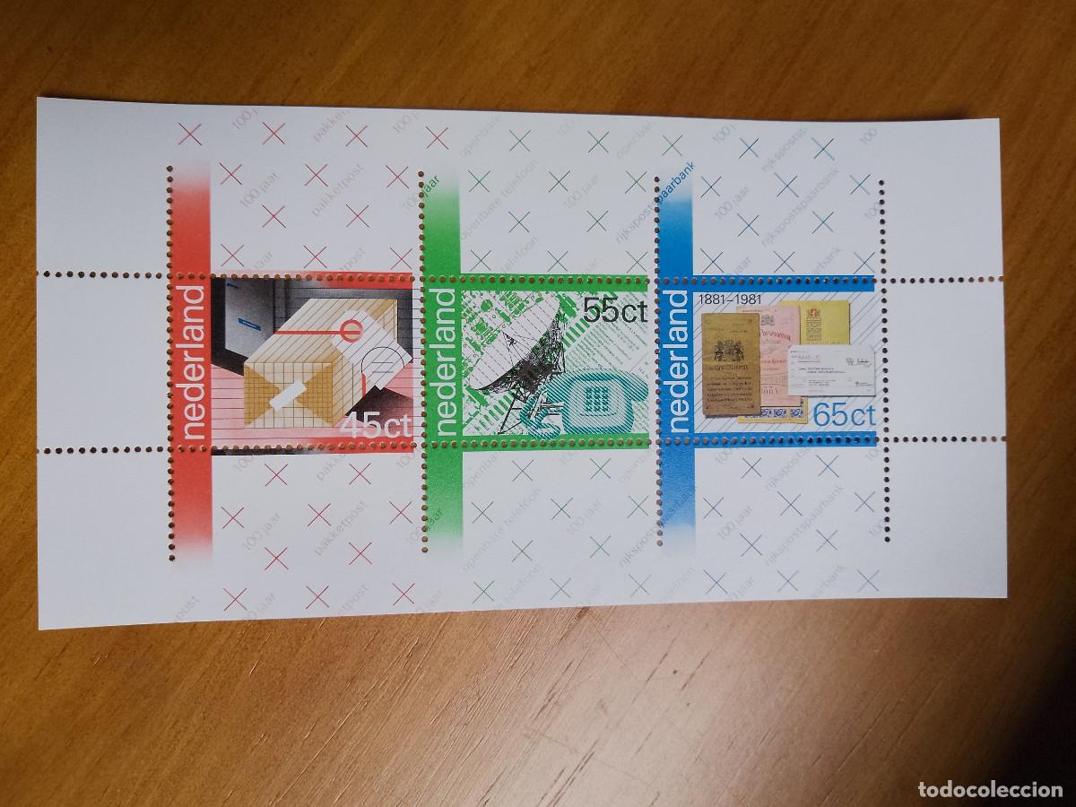 Sellos: HOLANDA - HOJA BLOQUE: CENTENARIO DE LAS COMUNICACIONES, 1891-1981 - Foto 1