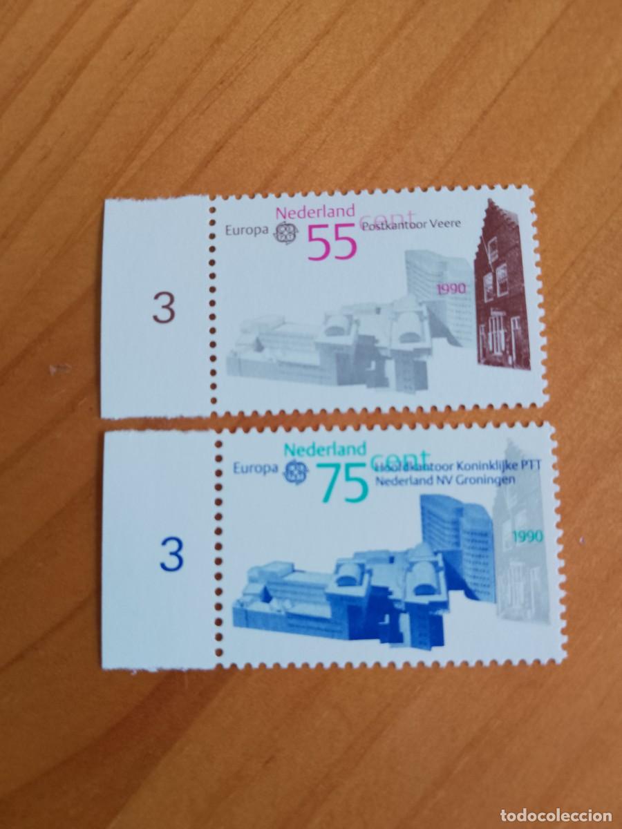 Sellos: HOLANDA - V/F 55 Y75 CENT - A&Ntilde;O 1990 - EDIFICIOS POSTALES - YV 1355& - Foto 1