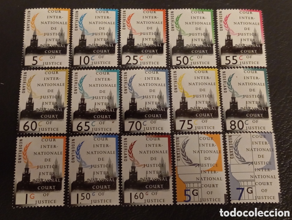 Sellos: Pa&iacute;ses Bajos 1989-1994 Corte Internacional Justicia - Serie Completa NVPH D44/58 MNH